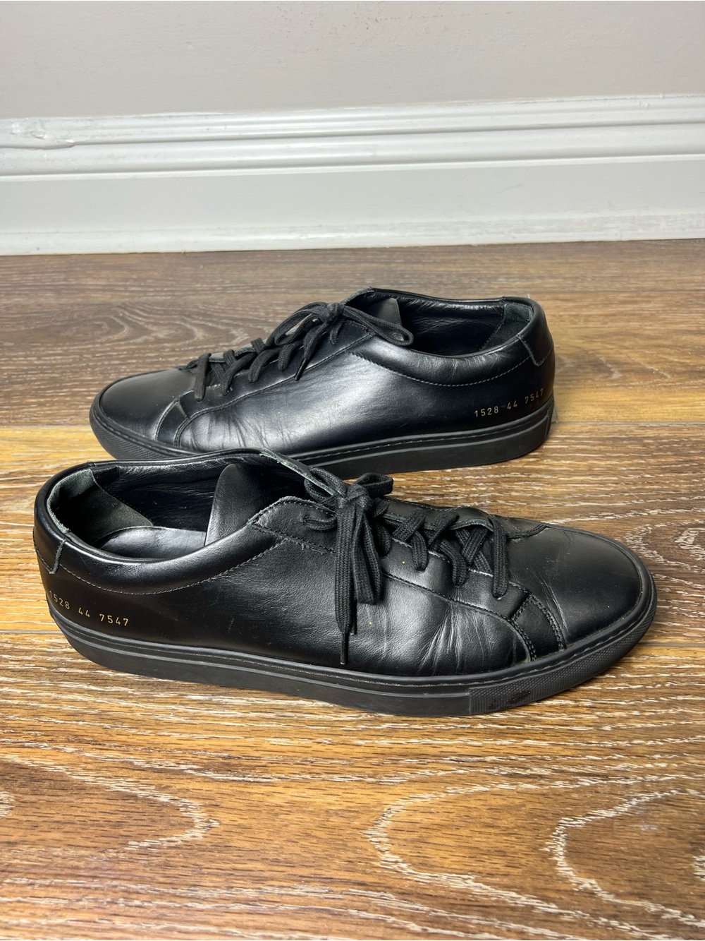 Common Projects Original Achilles Low Black Leather Sneakers EU 44 US 11 Italy